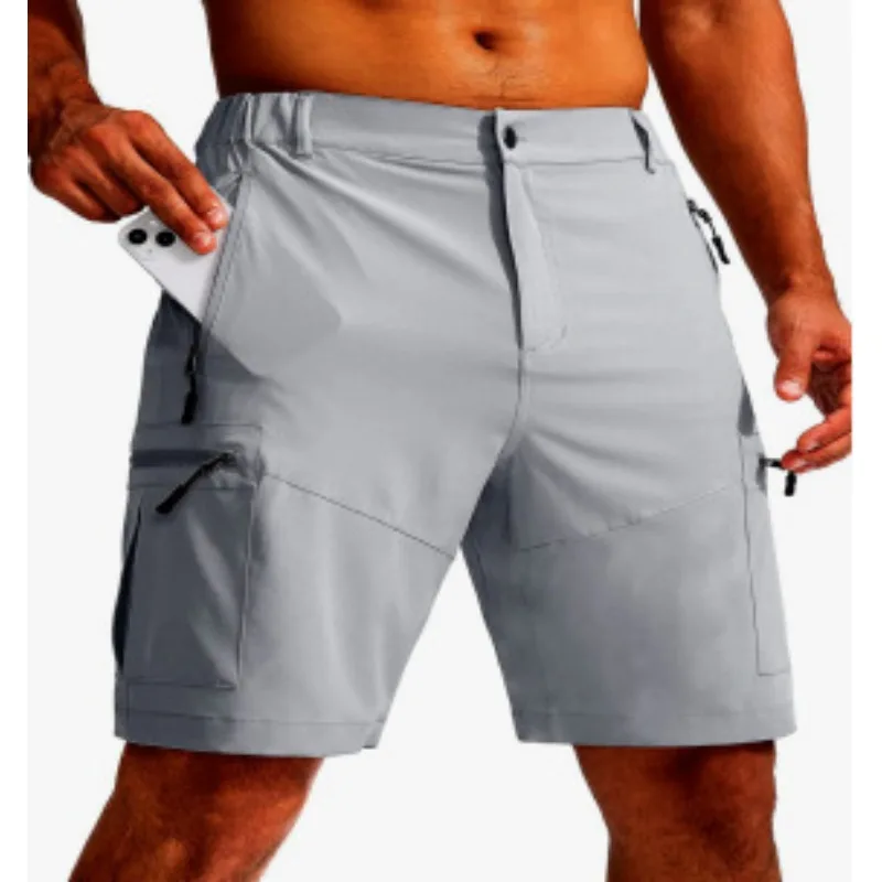 

2025 Summer Moisture Wicking Casual Shorts Mens Cargo Work Shorts Running Jogging Sports Bottoms Nylon Rip-Stop Short Pants