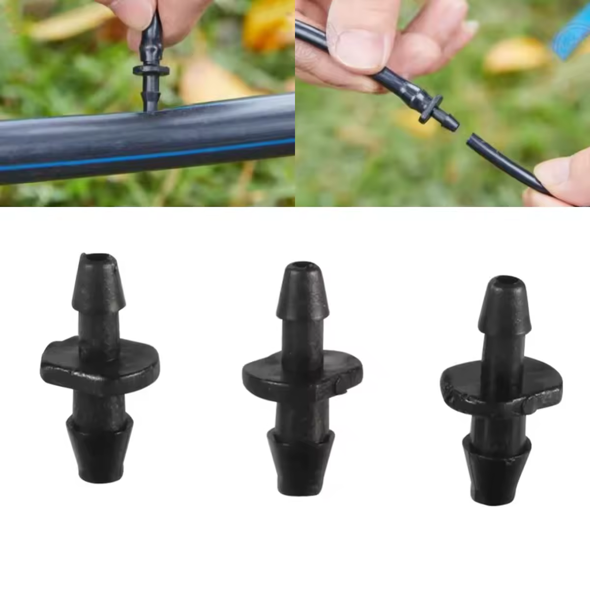 4/7mm To 3/5mm Hose Barbed Straight Reducing Connector Garden Lawn Micro-Irrigation Black Joint 1/4" 1/8" Pipe Fittings 200Pcs