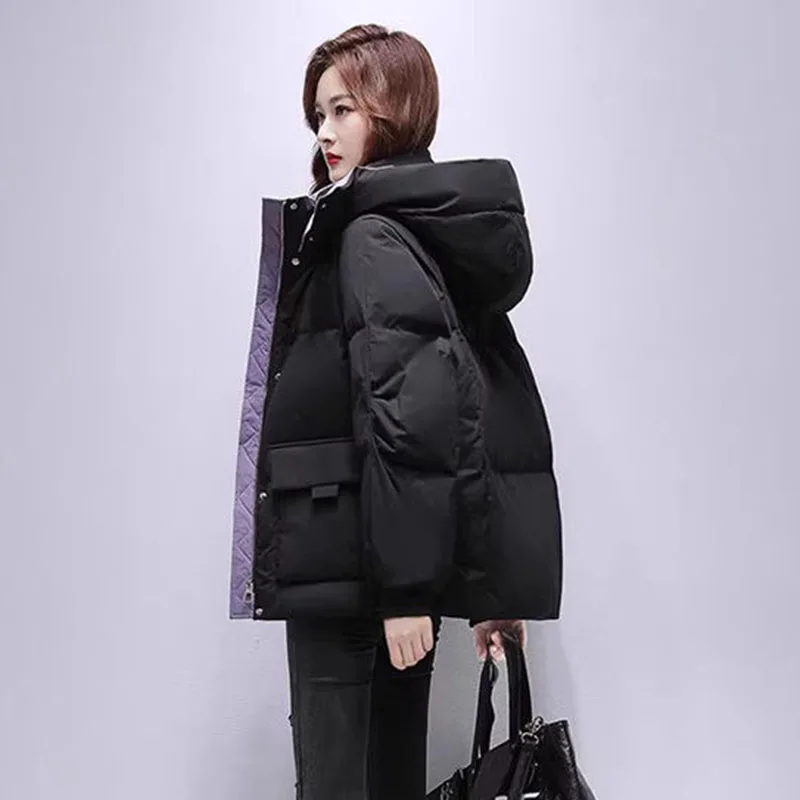 Female Overcoat 2024 New Fashion Loose Women Down Jacket Winter White Duck Down High Quality Warm Hooded Women Down Jacket H134