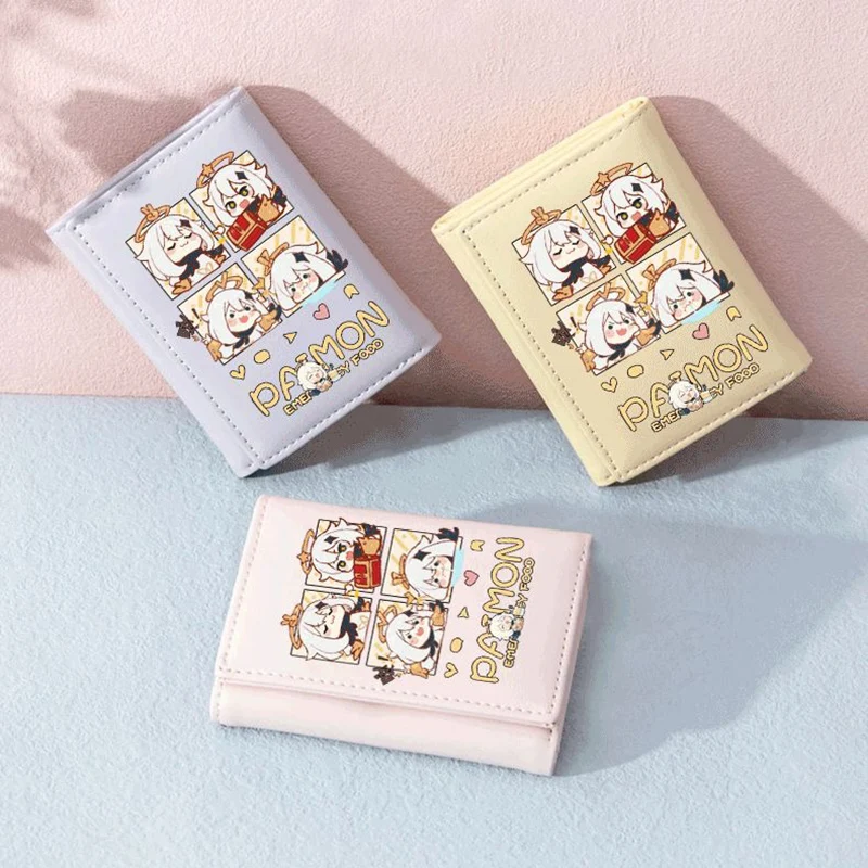 

Genshin Impact Vegan Leather Anime Wallet for Student Boy Girl Tri-Fold RFID Blocking Card Holder Mini Purse Short Money Clip