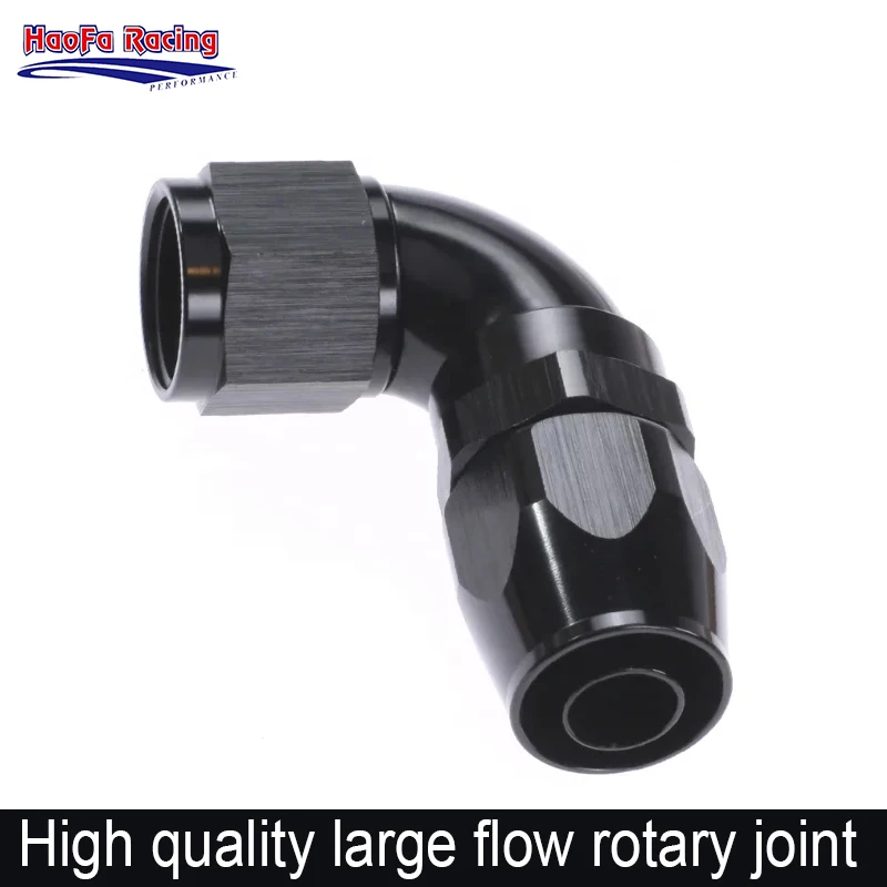 

45 Degree / 90 Degree AN4 AN12 Aluminum Full Flow Reusable Swivel Rubber Hose End Fitting Black