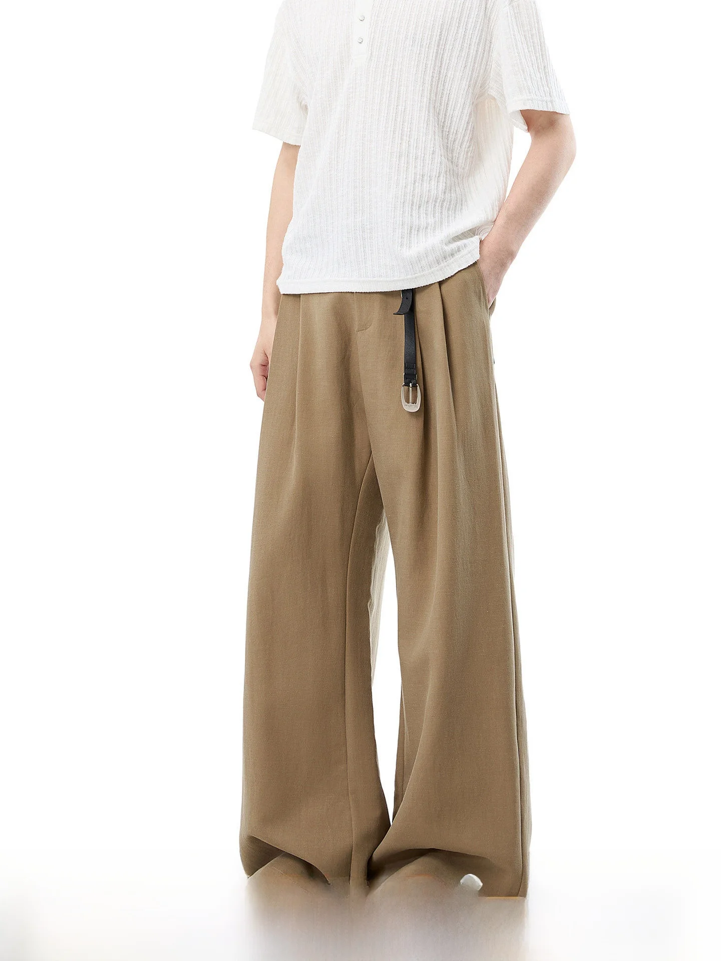 

Dream Made Men's Casual Pants Summer Folded Straight Leg Linen Loose Fit Comfortable Breathable Plain Color