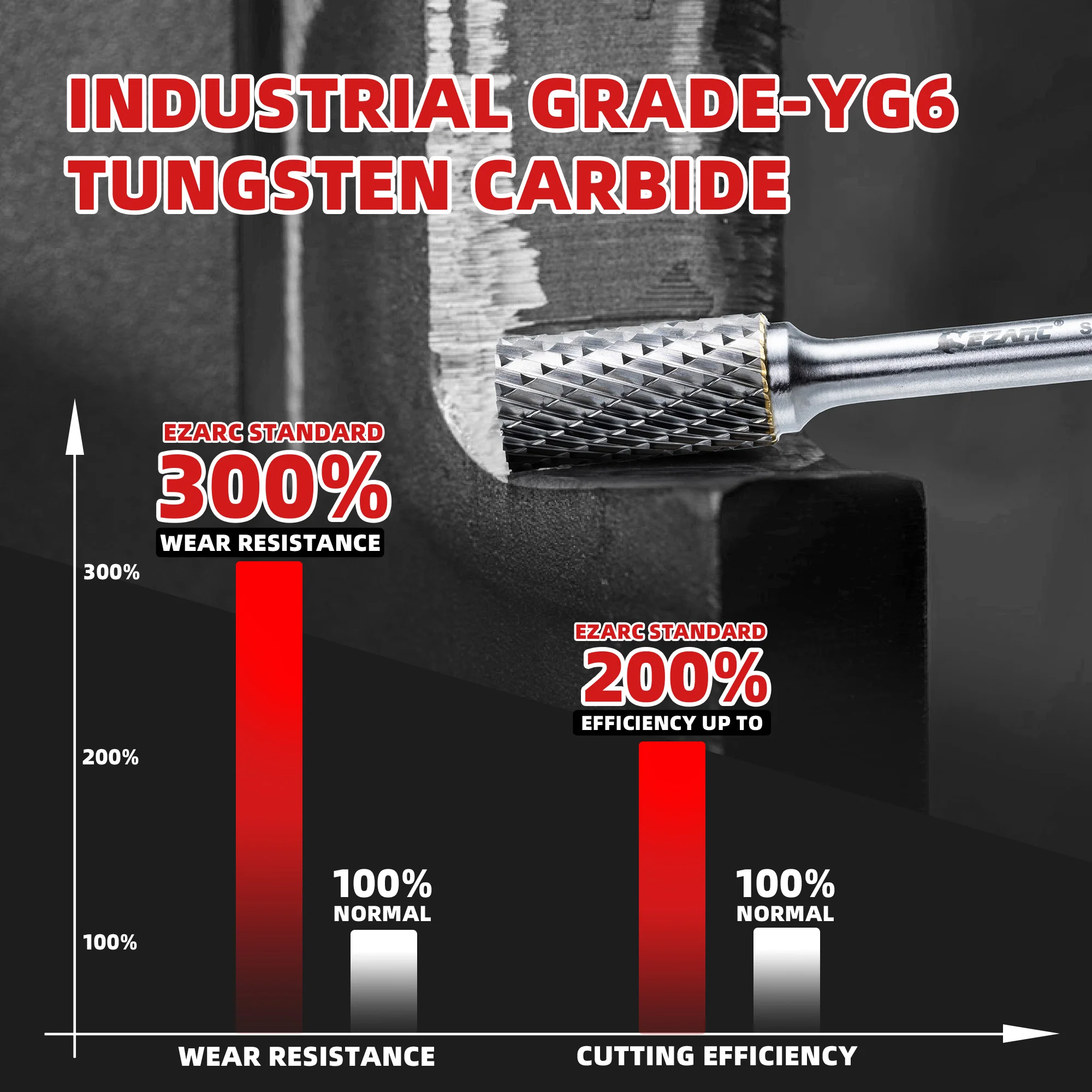 Imagem -03 - Ezarc-carboneto de Tungstênio Rotary Burr Bit Die Grinder Corte Burrs Bit para Metal Working Duplo Corte Carbide Shank 1pc