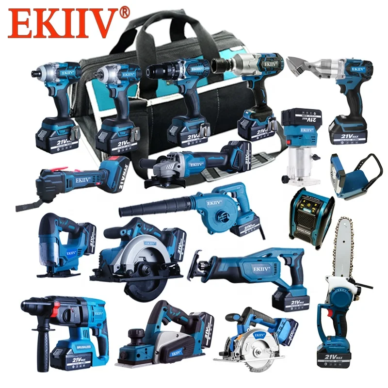 EKIIV China Factory Price 18v 20v 20 in 1Multi Power Tool Electric Drill Reciprocating Saw Tool Jig Saw Cordless Combo Kit Tool