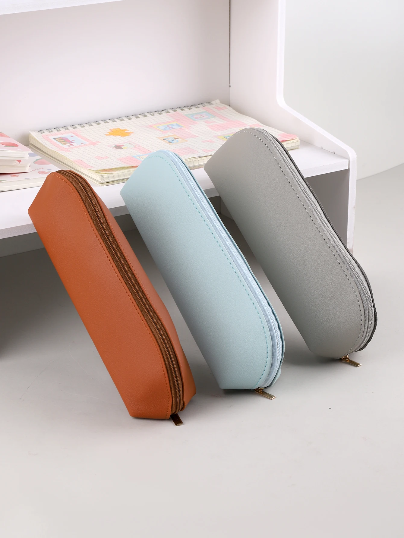 Pu Leather Pencil Case Stationery Storage Bag Pencil Cases O