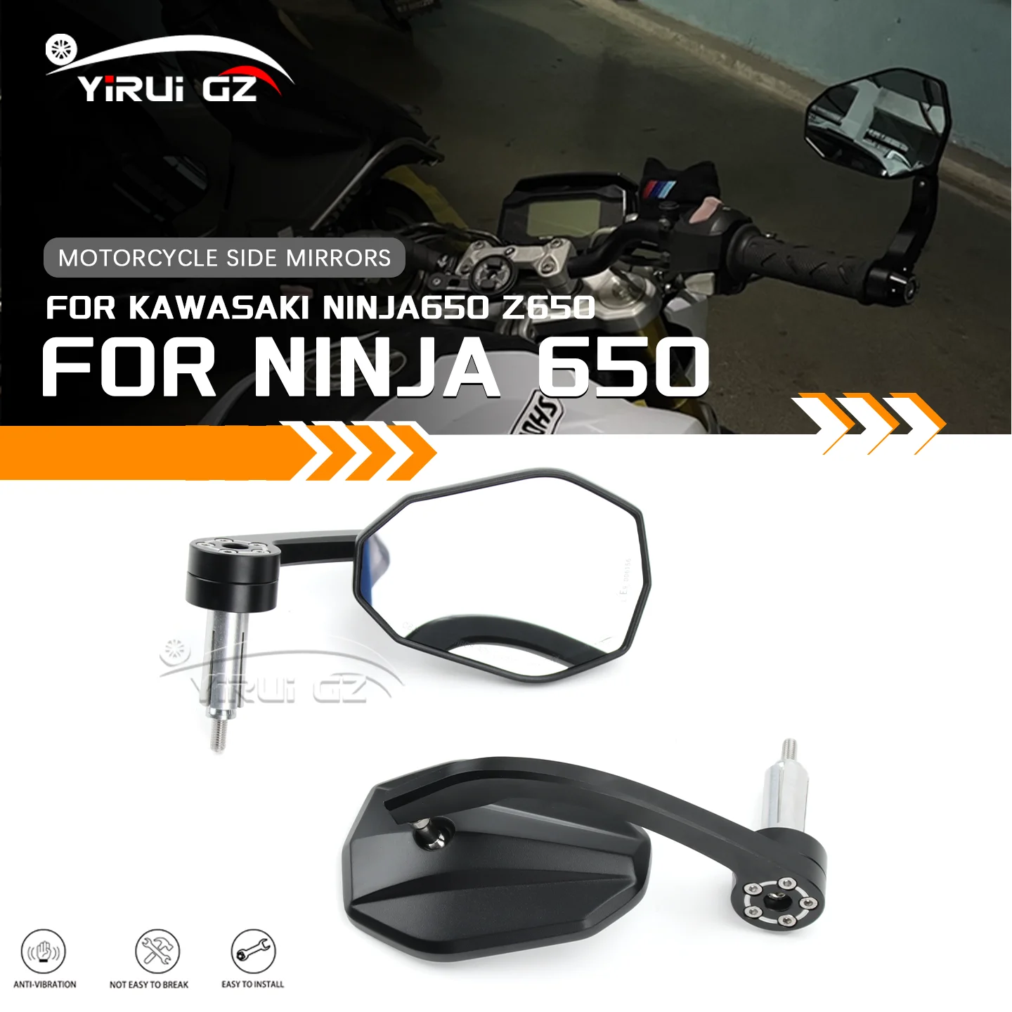 Motorcycle Bar End Mirror For KAWASAKI NINJA650 Z650 NINJA650 Z650 NINJA650 Z 650 Handlebar End Side RearviewMirrors Wide Vision