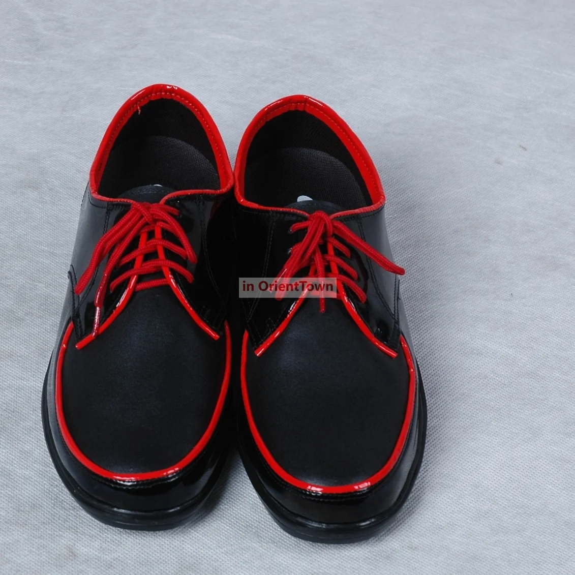 Street Dance Pure White Black Edged Mirror Surface Leather Shoes Popping Locking Chunk Shoes Black Red Edged Mirror Surface Shoe