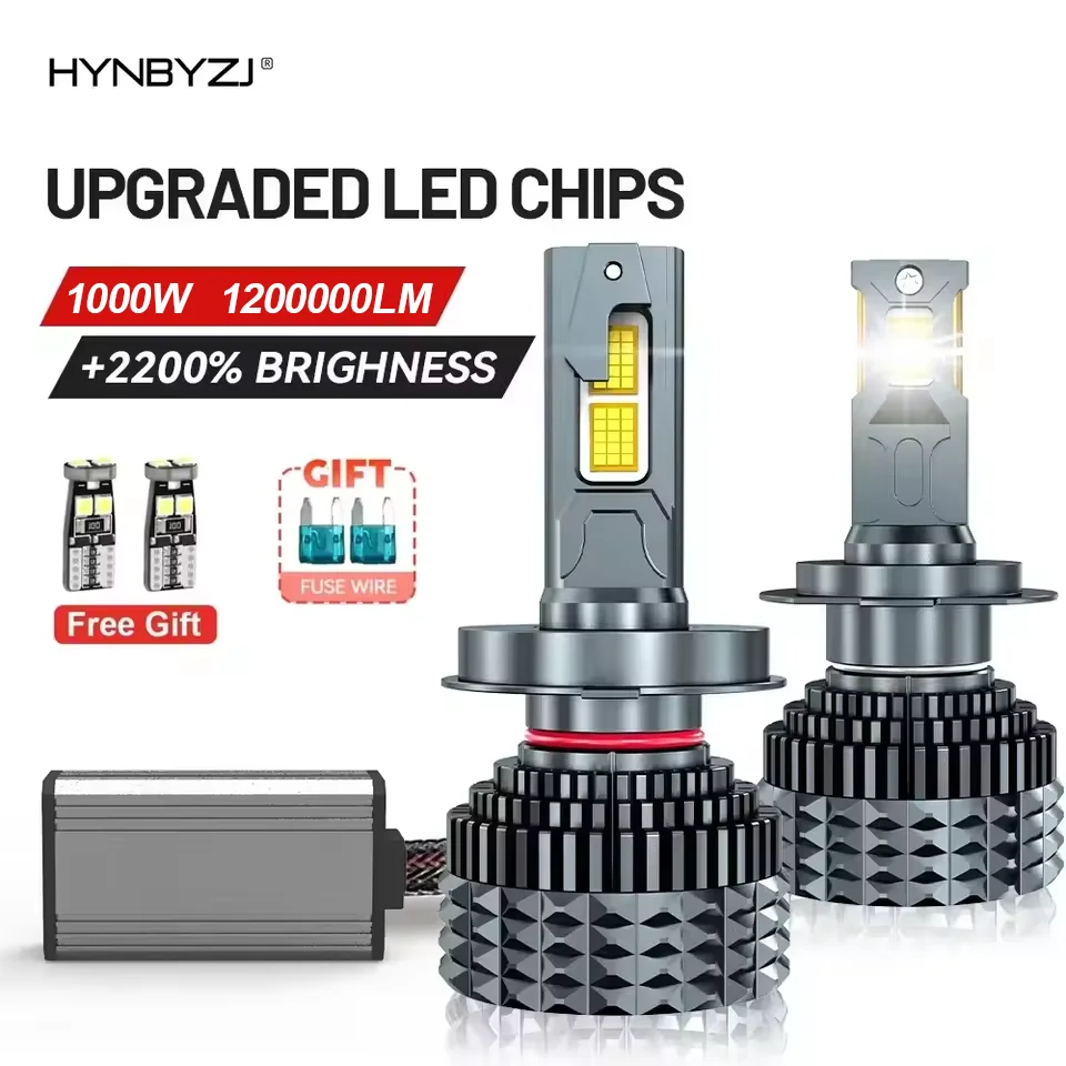 

HYNBYZJ 1000W 1200000LM H7 LED Canbus Car Headlight Super HB4 H11 H4 H1 9012 HB3 9005 9006 H8 Lights Plug-N-Play Bulbs Auto Lamp