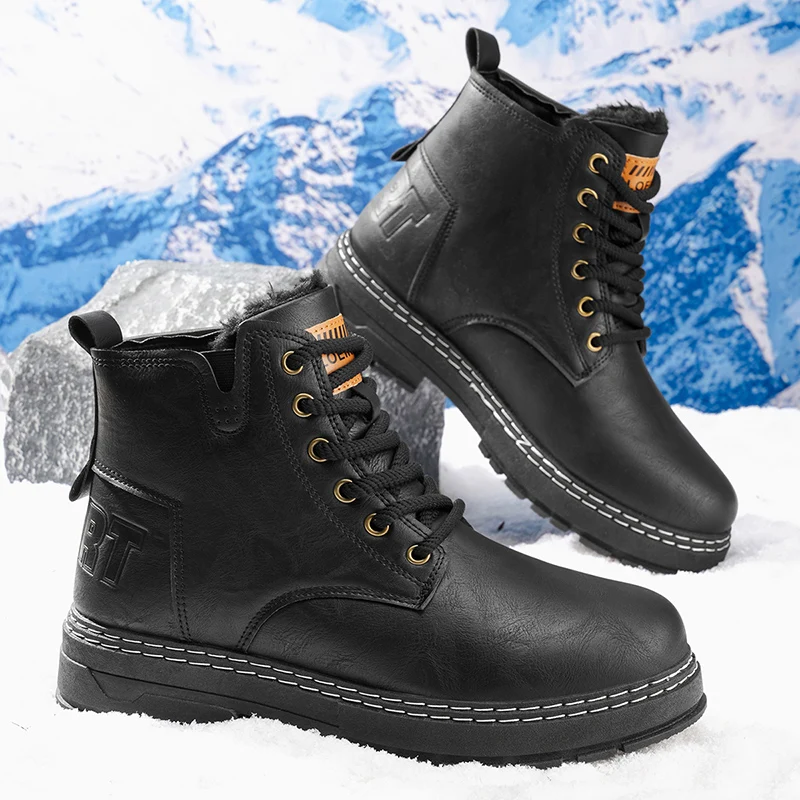 

New Stylish Fleece-Lined Warm Men's Boots - Trendy Versatile Outdoor Hiking & Trekking Boots