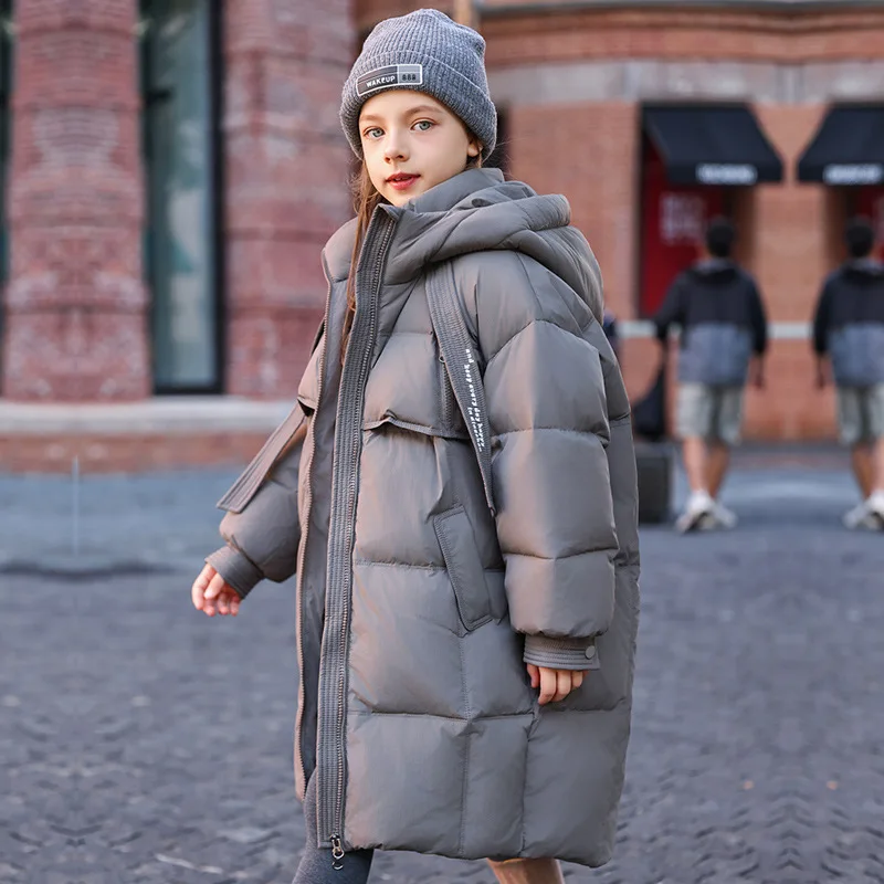 RAISE -20 Degree Winter Children Girls Down Jacket Thick Warm Hooded Teens Girl Long Outerwear Kids Baby Girl Jacket Coat Outfit