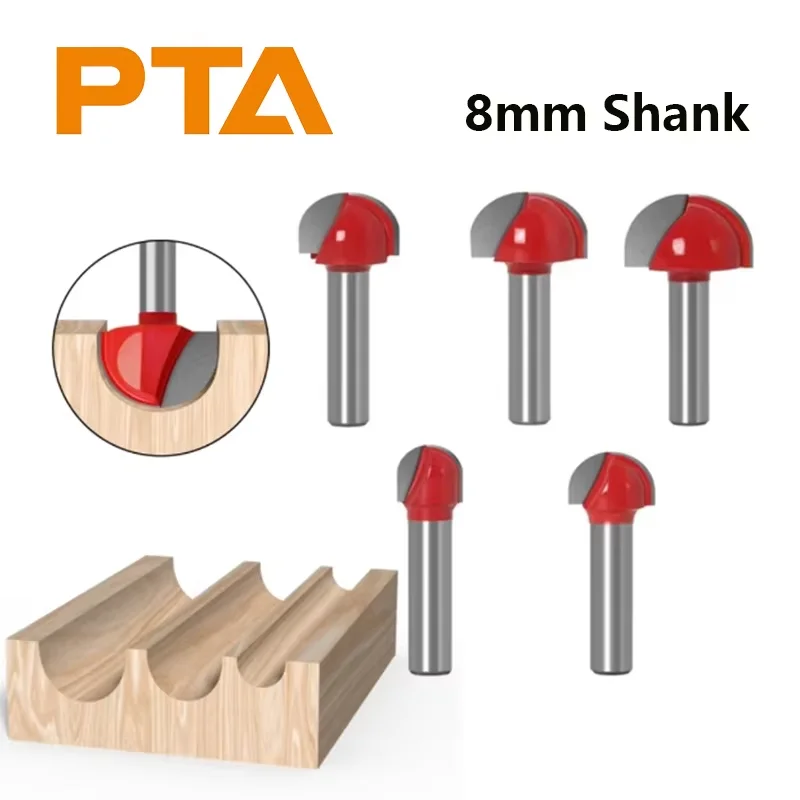

8mm Shank CNC Tools Solid Carbide Round Nose Bits Round Nose Cove Core Box Router Bit Ball Milling Cutter Tools For Woodworking