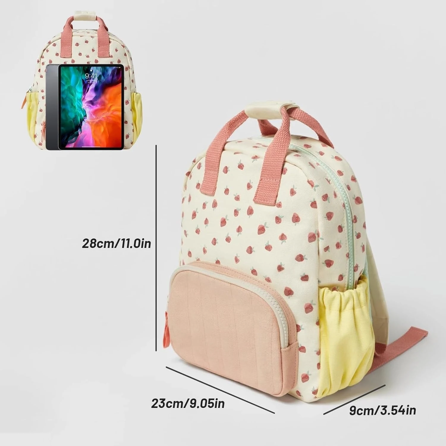 Pink Strawberry Toddler Backpack for Girls - Kids Mini Cartoon Breathable Comfortable Preschool Backpack for School Travel A7846
