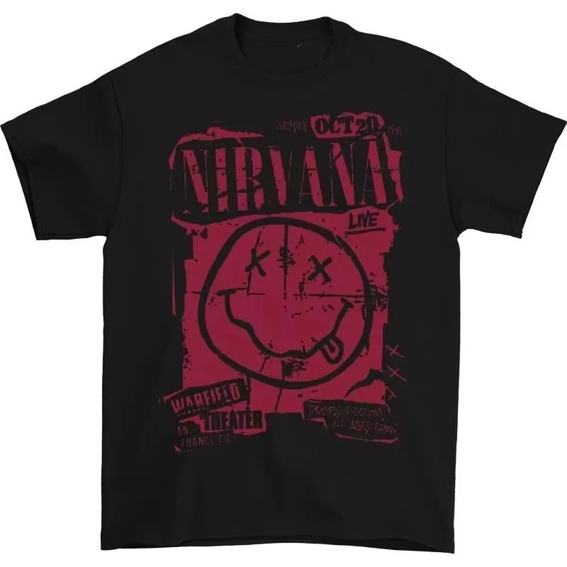 1 Stück Rockband Nirvana Print Herren Casual 2026 Baumwoll-T-Shirt Unisex Männer Frauen Kinder Sommer Streetwear Lässiges Kurzarm-Oberteil – Detail 8