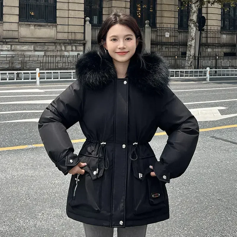 سترة نسائية شتوية جديدة لعام 2025 من القطن كبيرة الحجم معطف باركر بقلنسوة #2