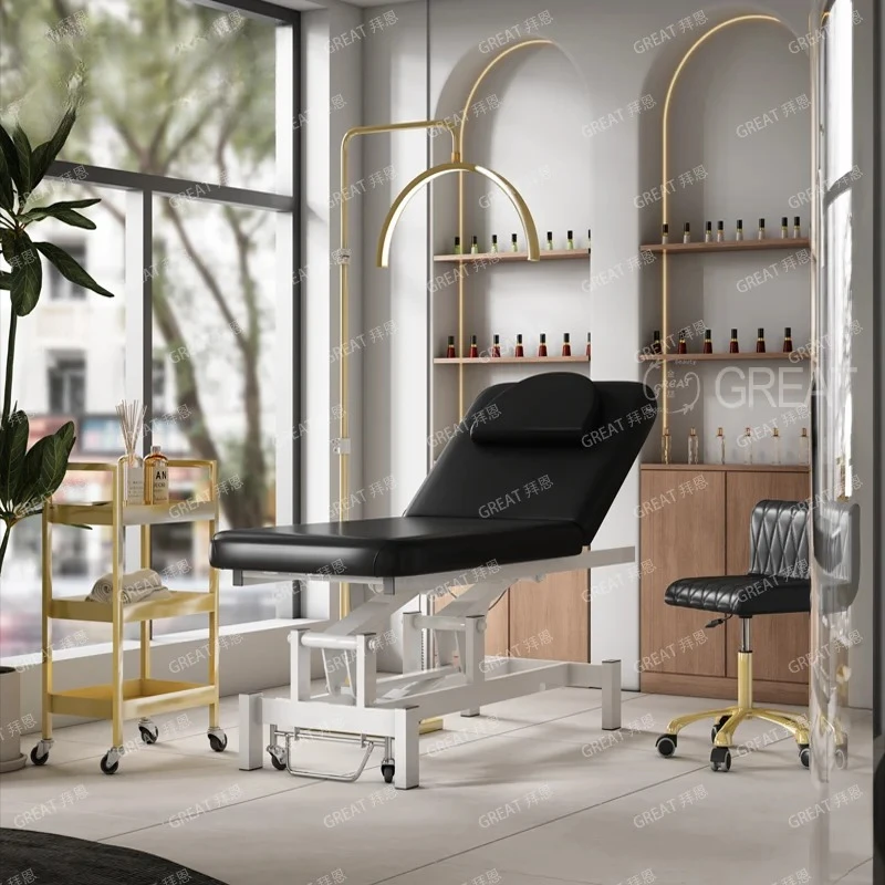 

Black Full Electric Therapy Medical Spa Salon Treatment Massage Table Facial Beauty Salon Furniture