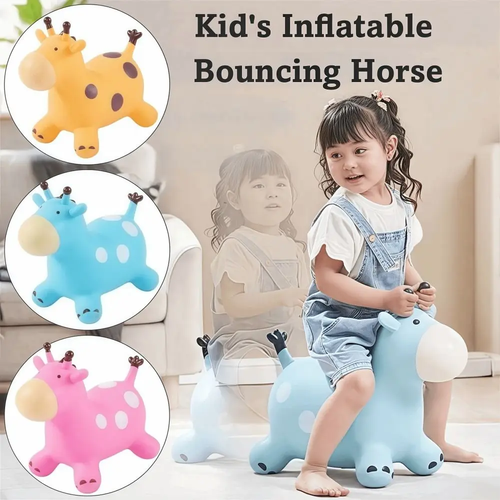 Inflatable Giraffe Bouncy Horse Thickened Rubber Animals Jumping Toys Sturdy Anti-fall Ride-on Toy Horse