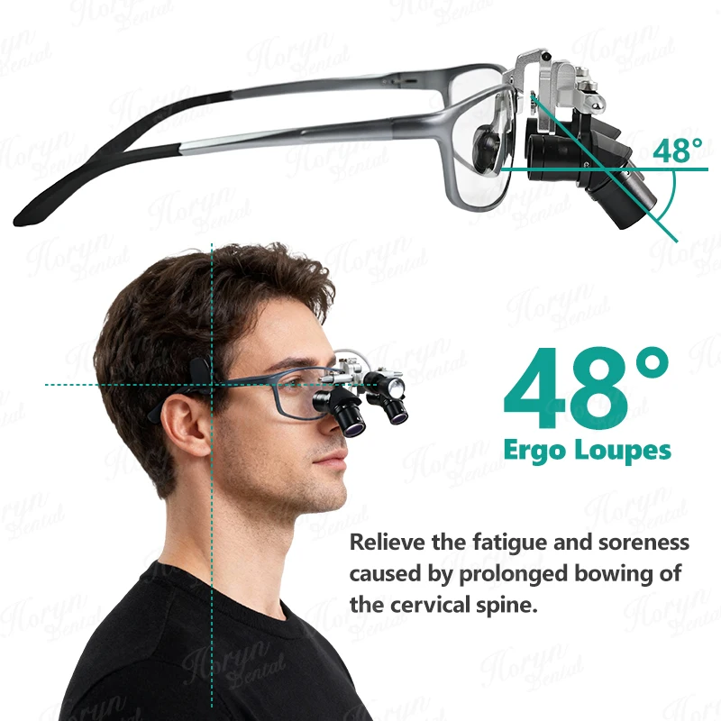 4X/5X/6X Magnifier Dental 48 ° Ergo Optical Loupes Oral Surgery Loupe Glass Prevent Bending Lowering The Head Dentistry Tool view 4