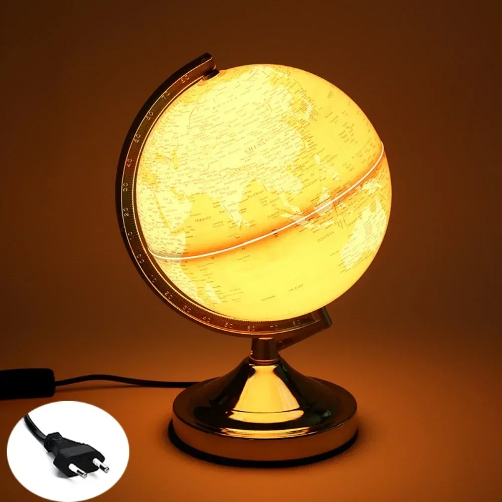 LED Lighting Hebrew World terrestrial globe, Jewish character Desktop Rotating Teaching Earth Globe