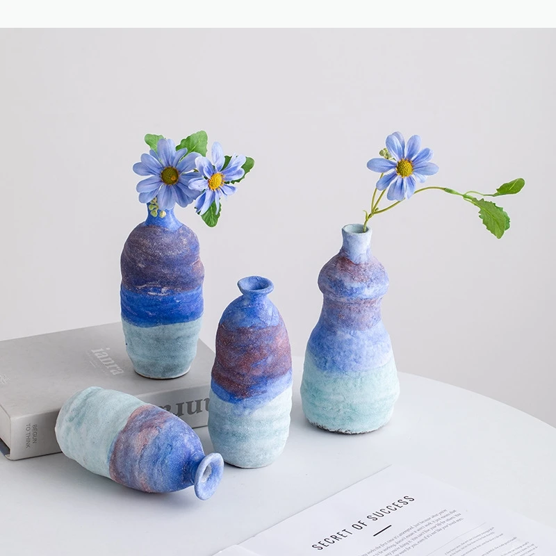 Keramikvase mit Farbverlauf aus Brennporzellan, Blumenvase, Keramikflasche, Tischdekoration, Raumdekoration, Accessoires