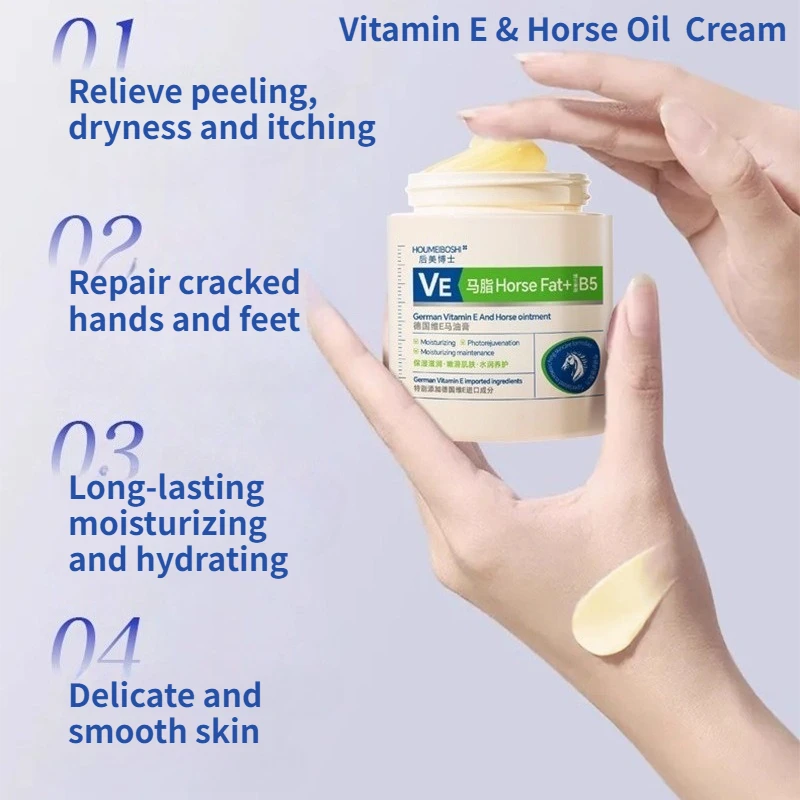 Vitamin E Horse Oil Balm Cream 100g Intensive Repair Dry Cracked Hands Feet Nourishing Moisturizer Face Body Lotion
