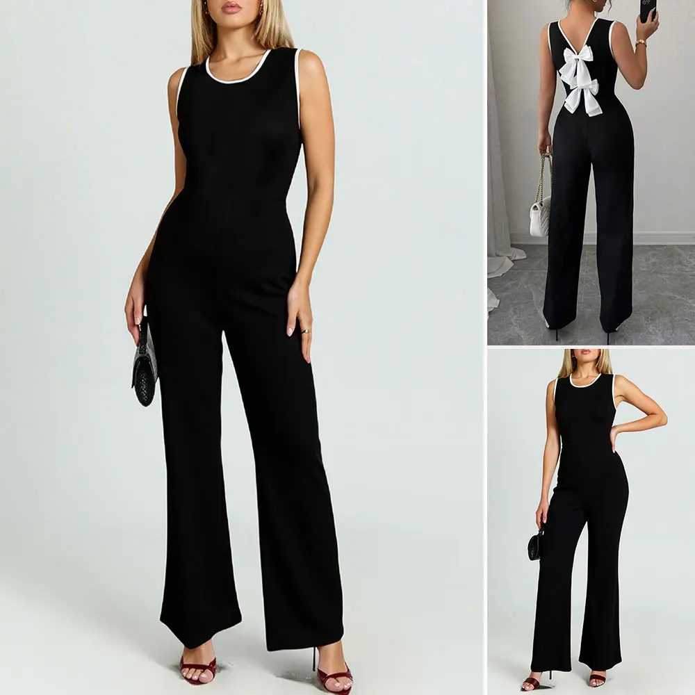 

Mia Muse Boutique с бантом без рукавов и круглым вырезом до щиколотки, вечерние комбинезоны для женщин, летние модные комбинезоны для взрослых