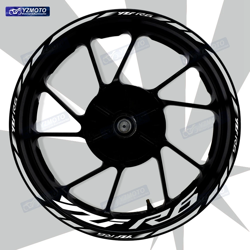 

Для мотоцикла YZF-R6 YZF R6 17-дюймовая наклейка на ступицу переднего и заднего колеса, водостойкая светоотражающая модифицированная декоративная наклейка на обод
