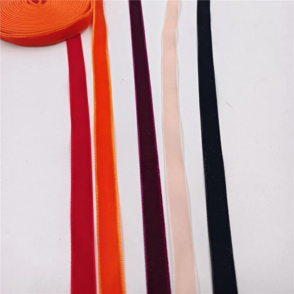 10mm 5-200yard Single Face Velvet Ribbon for Handmade Gift Bouquet Wrapping Supplies Home Party Decoration Christmas Velvet Tape