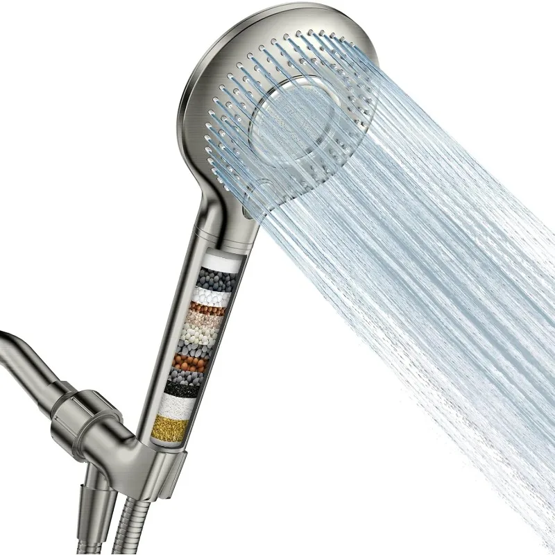 Shower Head with Handheld, High Pressure 3 Spray Mode Showerhead with 15 Stage Water Softener Beads