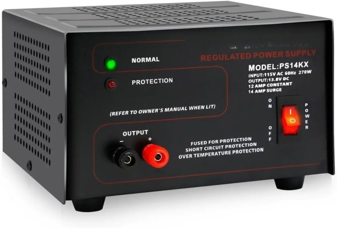 

Universal Compact Bench Power Supply - 12 Amp Linear Regulated Home Lab Benchtop AC-to-DC 12V Converter w/ 13.8 Volt DC