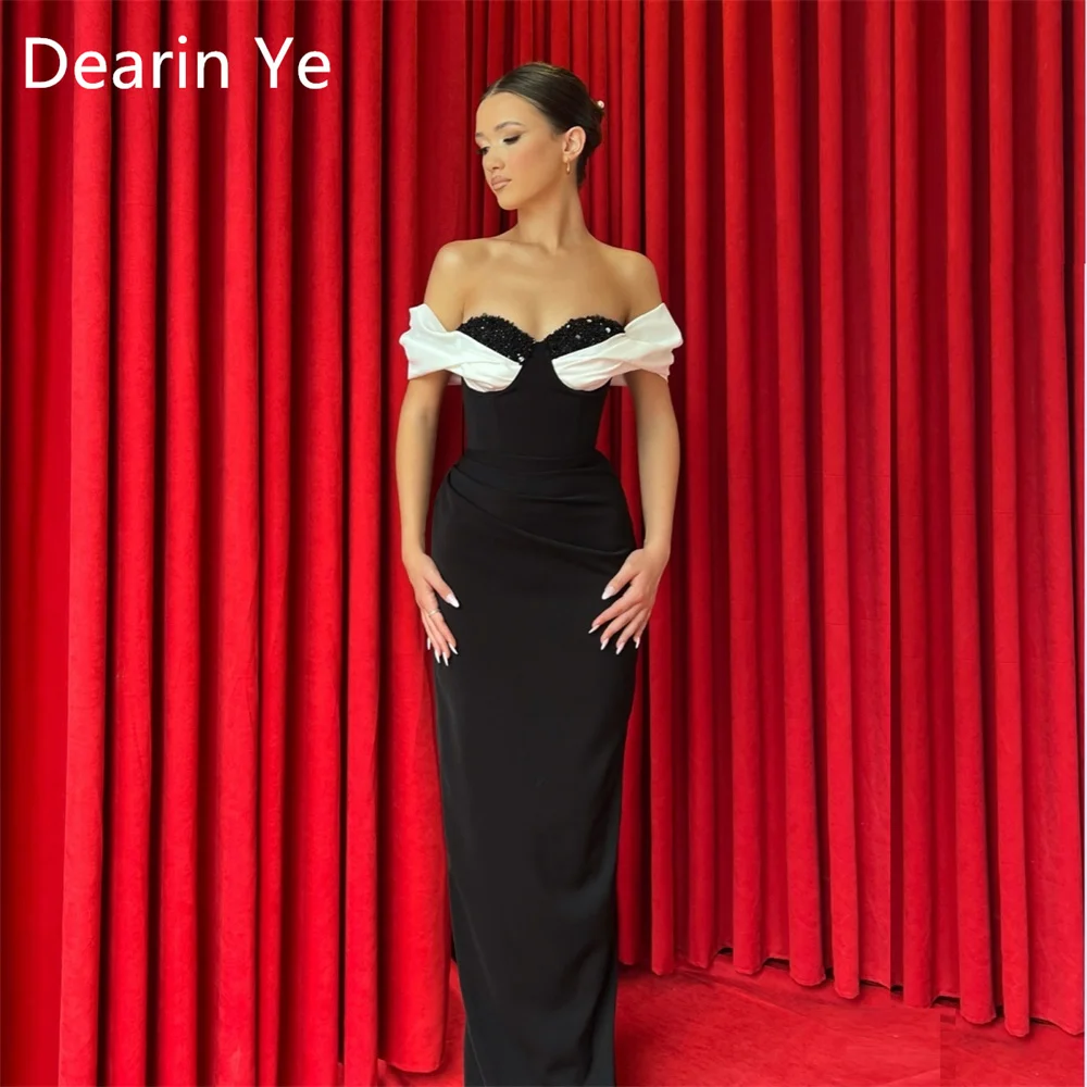 

Customized Evening Dress Dearin Off-the-shoulder Column Floor Length Skirts Beading Bespoke Occasion Dresses Formal Saudi Arabia