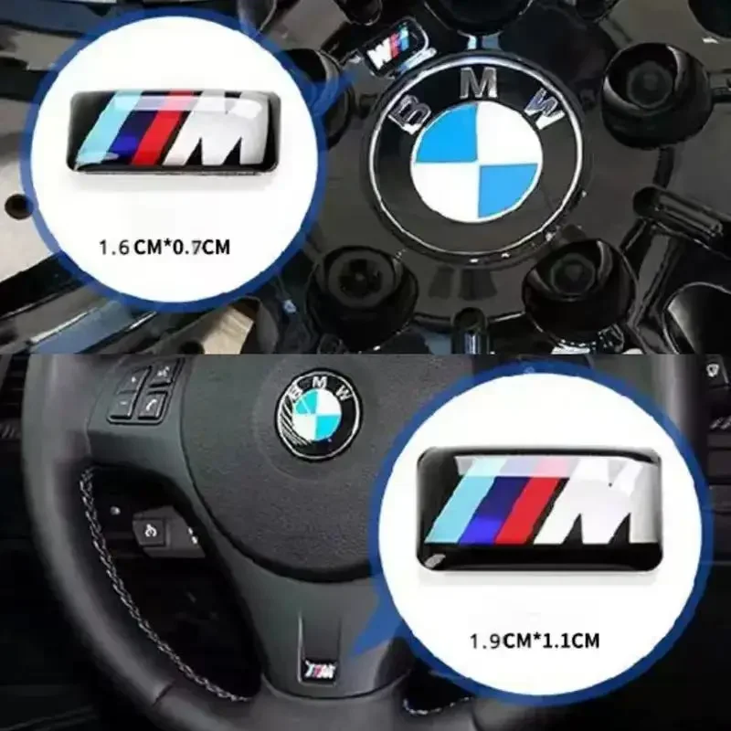 Stiker pusat dekorasi dasbor roda kemudi mobil logam 3D untuk semua BMW logo M E28 E30 E34 E36 E39 E46 E52 E93 F10