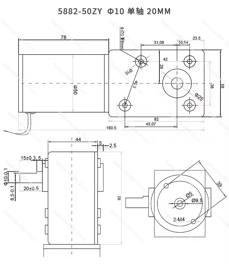 

Высокомоментный червячный мотор-редуктор с регулируемой скоростью, вращение по/против часовой стрелки, A5882-50zy, DC 12В 24В, макс. 280 кг/см