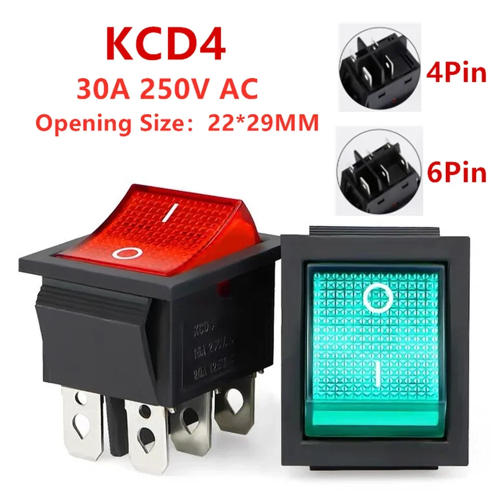 1 PCS,30/35A 250/125V AC High Current,ON/OFF,Special For Eelding Machine,KCD4,Sterling Silver Point,Rocker Power Button Switches