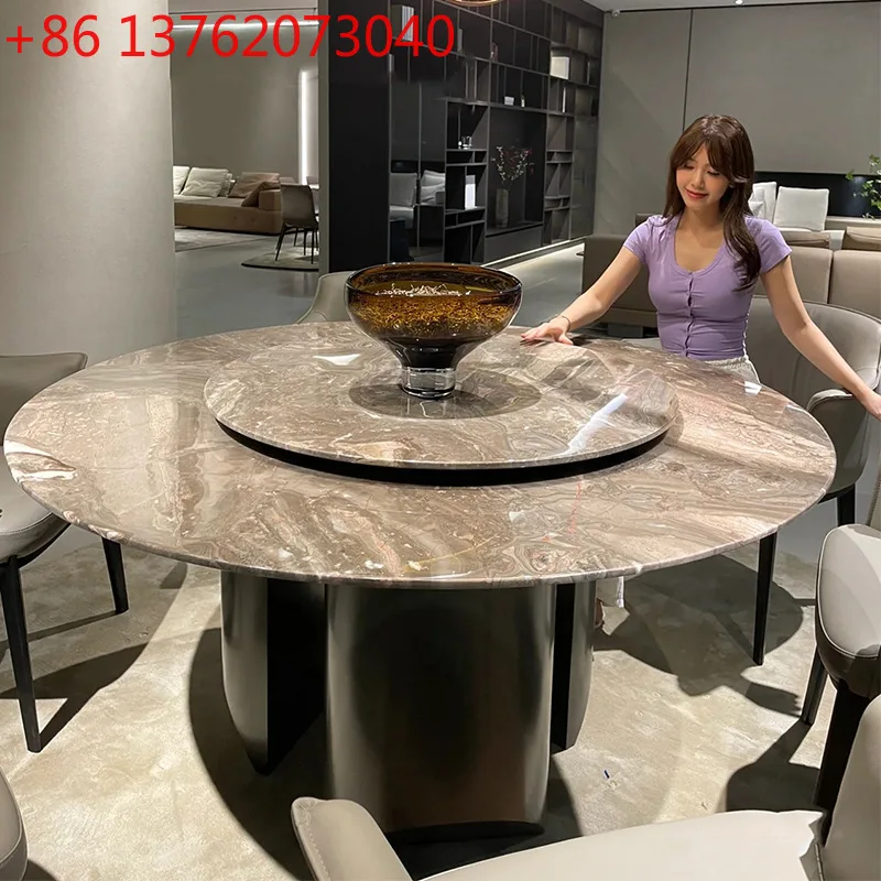 

Венецианская коричневая поверхность, утолщенный светлый роскошный бытовой обеденный стол Baxter высокого класса с поворотным столом