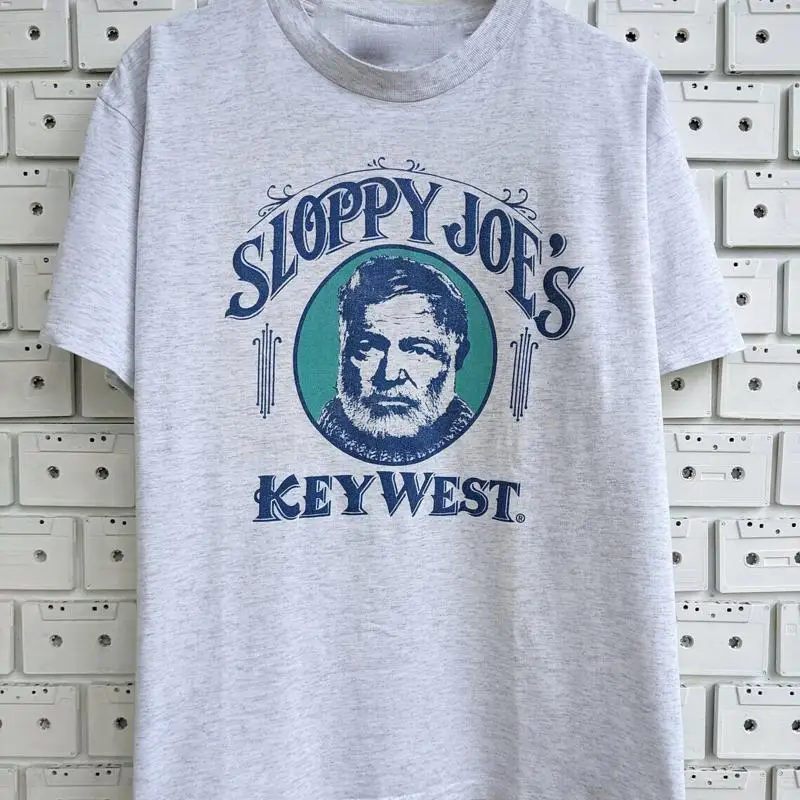 Vintage Sloppy Joe's Key West Cotton Sport gris camiseta de tamaño completo AP665