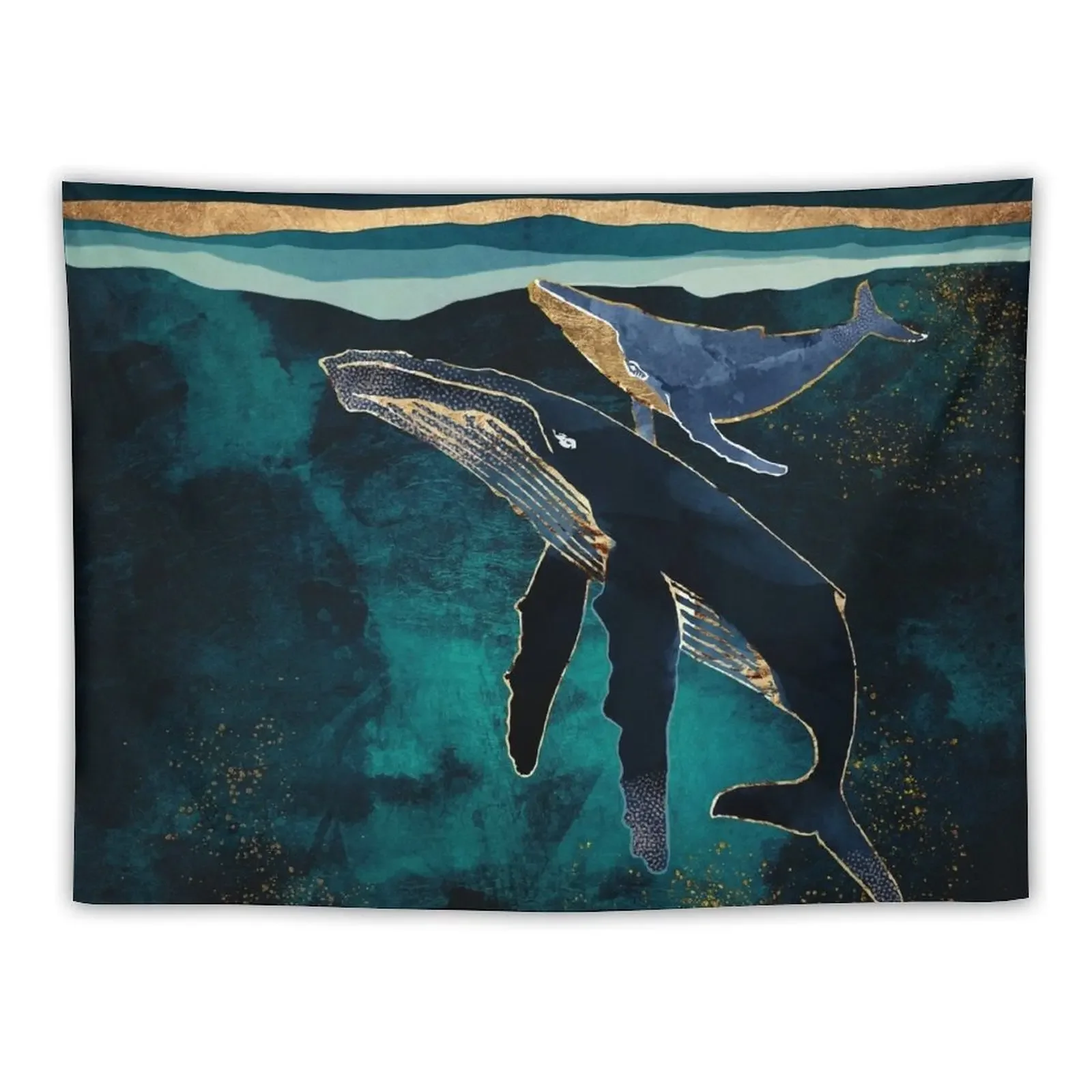 Moonlit Whales Tapestry Wall Hanging Decor Funny Tapestry