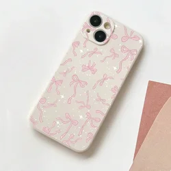 Cute Pink Girl Bow Phone Case For iPhone 17 16 15 14 13 12 11 Pro Max Mini SE 7 8 Plus Air Shockproof Soft Kawaii Cover Fundas