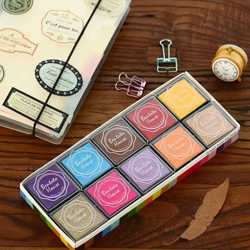 20 teile/schachtel 20 farben 4*4 cm DIY sammelalbum farbige tinte stempel vintage handwerk finger malerei farbige tinte pads stempel schule versorgung – Detail 6