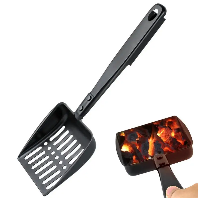 Metal Fireplace Ash Shovel Hollow Out Wood Stove Ash Sifter Iron Coal Shovel Fire Pit Tools for Fireplaces Outdoor BBQ Grills