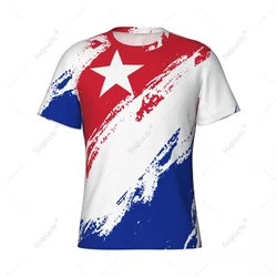 Custom Name Nunber Cuba Flag Color Men Tight Sports T-shirt Women Tees jersey For Soccer Football Fans