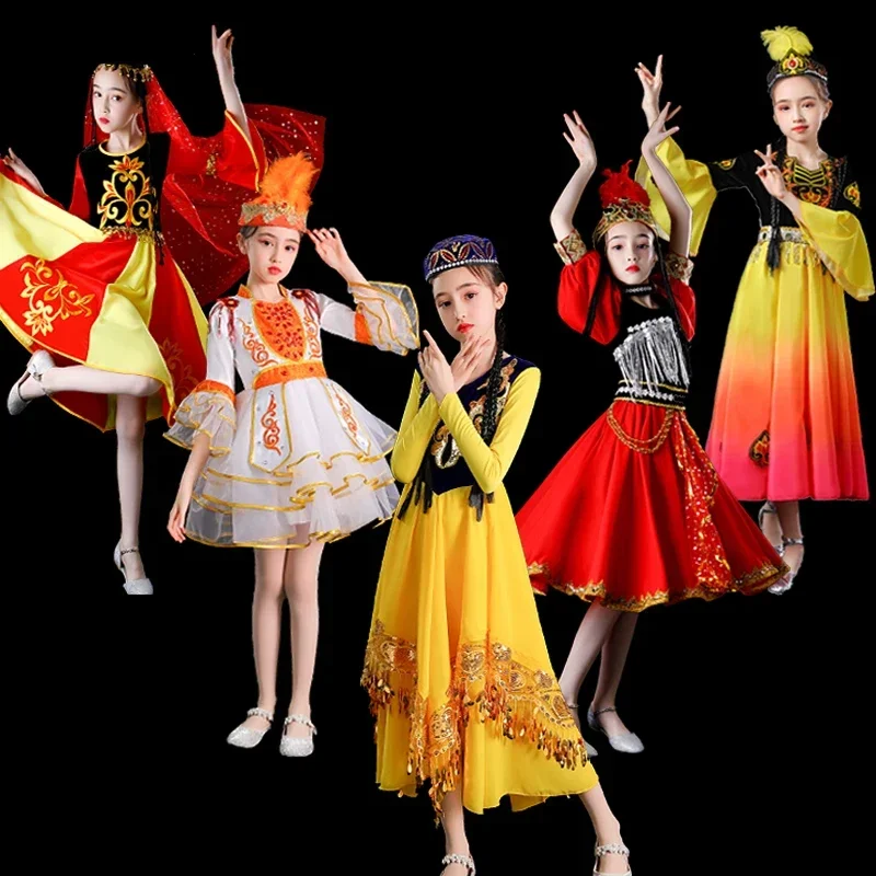 

Costume for Girls Traditional Minority Folk Dance Clothing Modern Hmong Practice Dance Dress