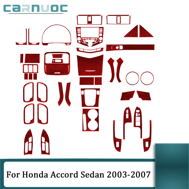 

Красные наклейки из углеродного волокна для Honda Accord Sedan 2003 2004 2005 2006 2007, декоративные аксессуары для салона автомобиля