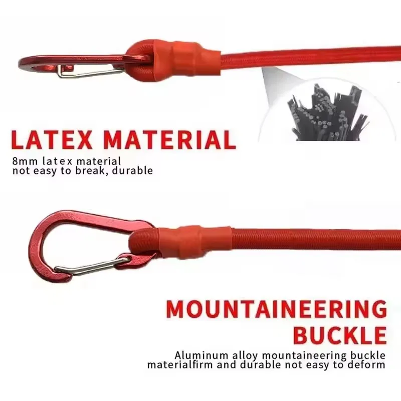 Robustes elastisches Seil, mehrere Größen, langlebig, tragbar, verschleißfest, mit Haken und Schlaufen, für Gepäckbindung, Fahrrad, Outdoor, Reisen, fester Gurt – Detail 5