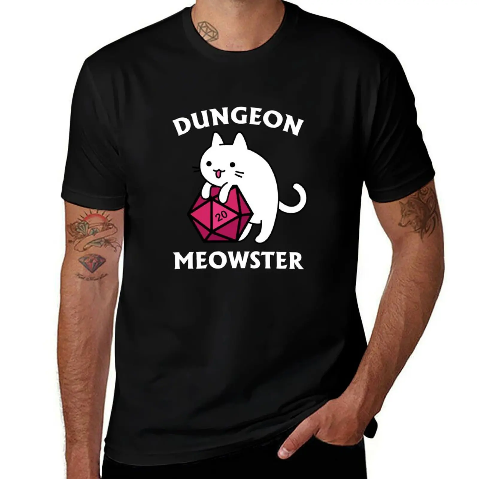

Dungeon Meowster - DnD Dungeon Master Cat with D20 T-Shirt heavyweights plus sizes mens designer t shirt