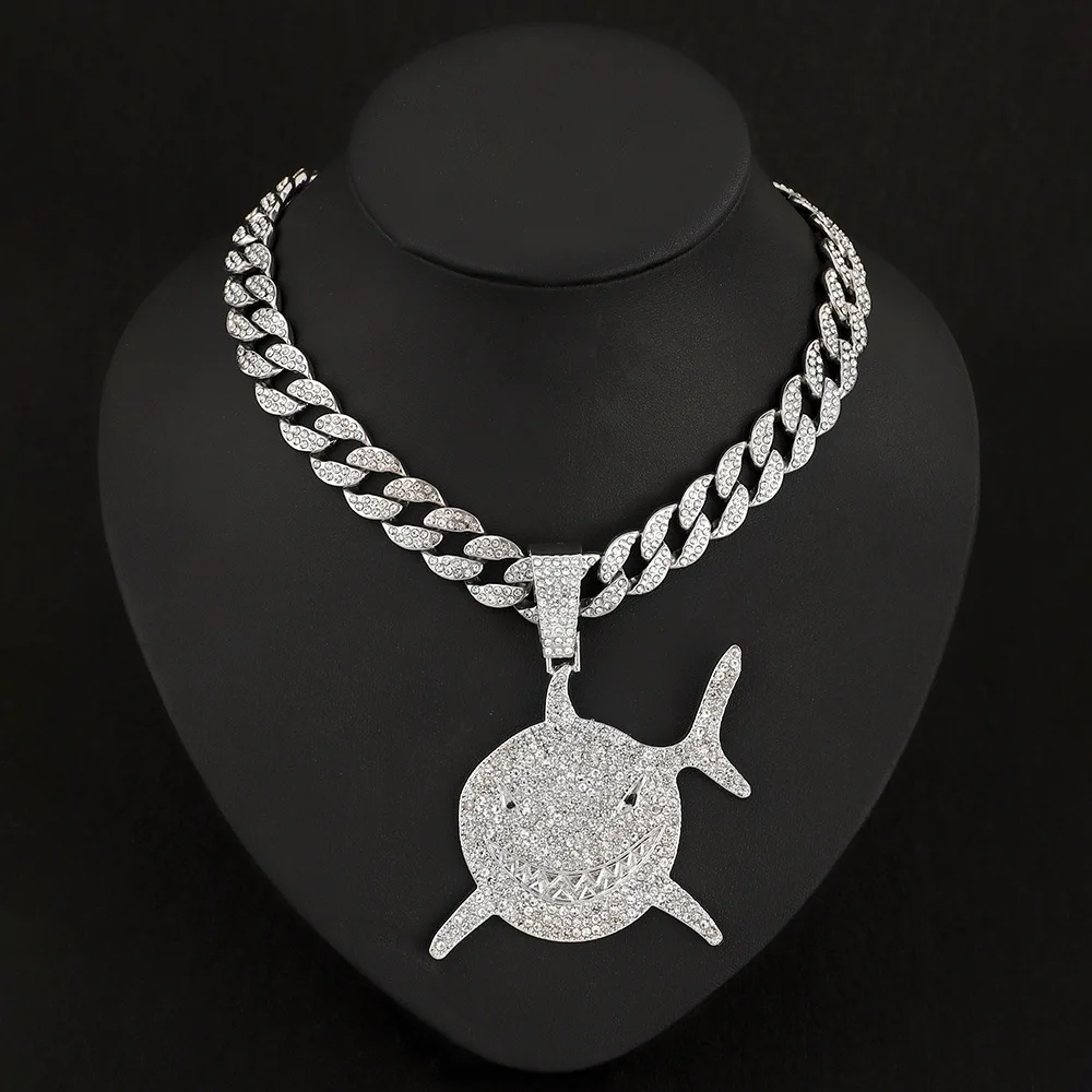 

High Quality Gold Plated Punk Rock Fish & Shark Pendant Necklace Creative Hip Hop Jewelry for Men & Women Gift