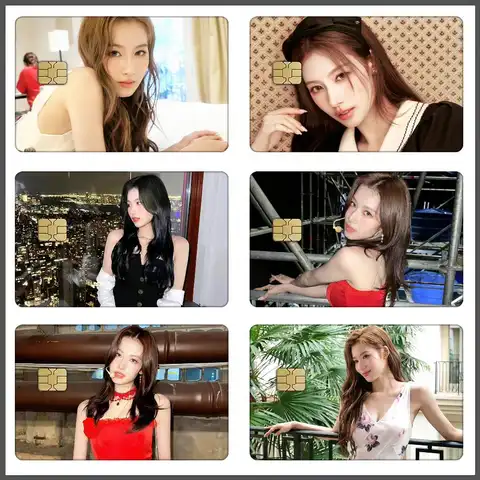Sana Twice Korean Kpop Girl Group Card Stickers Sticker Decal 4pcs PVC Credit Card Skins Removable Self-adhesive Protective Film