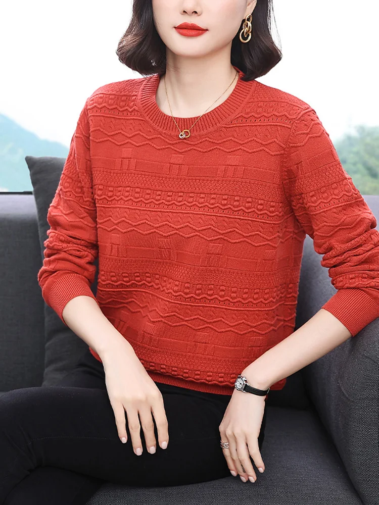 

Foxsingmoon High Quality Women Basic Sweater O-Neck Long Sleeve Pullover Autumn Clothing Jumper Top Warm Pullover Clothes Casual