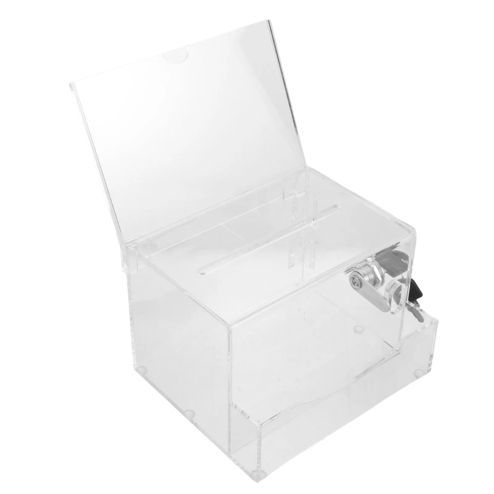 Acrylic Lock Box Clear Donation Tip Jar Bartender Ballot Suggestion Case Fundraising Voting Raffle Money Collection