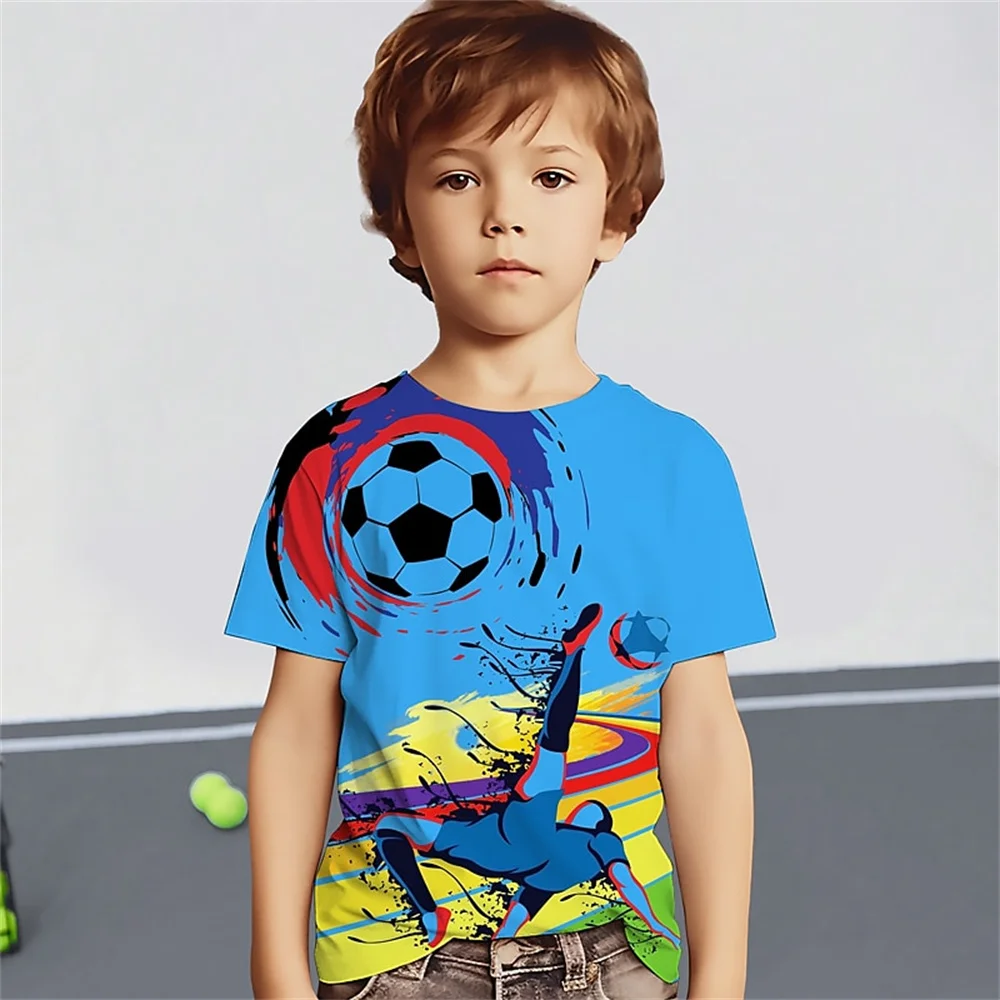 Camiseta con estampado 3d de fútbol 2025, camisetas deportivas de cumpleaños para niños, ropa de bebé, camisetas informales para niños y niñas, camiseta superior