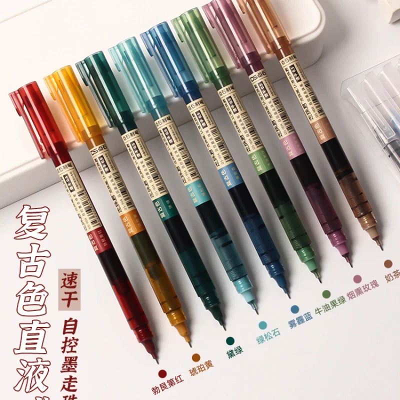 

Retro straight liquid bead color neutral pen writing speed drying 0.5 Student Journal Signature Pen office accessories cute pens